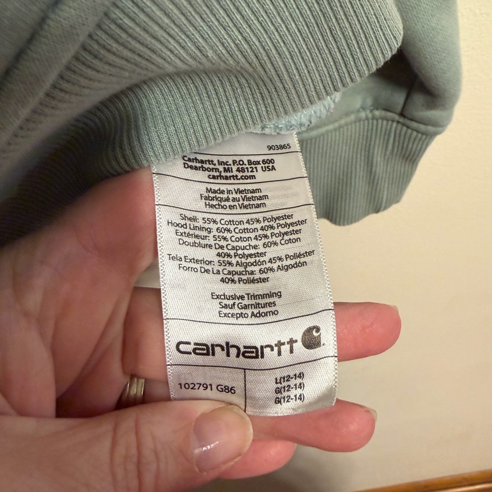 Carhartt women’s green logo hooded sweatshirt size Large - Picture 6 of 9